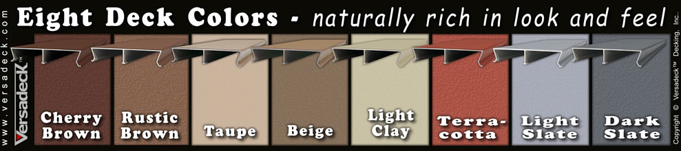 Eight Aluminum Decking Color Options